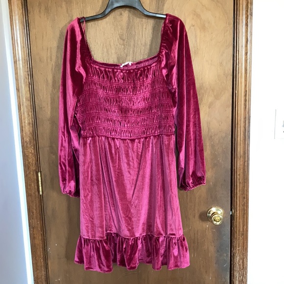 LC Lauren Conrad smocked flounce hem velvet dress boho party size XXL - Picture 4 of 17